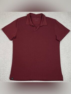 Pistol Lake Open Collar Shirt Men's Size L Red Short Sleeve Polo Stretch Large